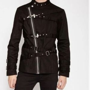 Tripp nyc Men's Black Multi-Buckle Jacket